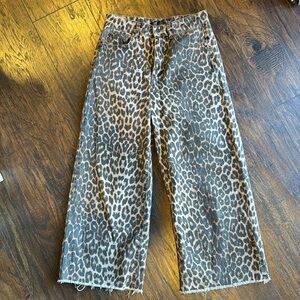 Zara TRF Collection Leopard High Waisted Marine Jeans